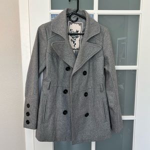 Gray Button Front Pea Coat